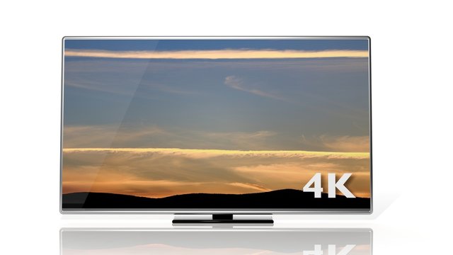  4K symbol and display with sunset sky isolated