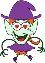Nice Halloween witch feeling madly in love
