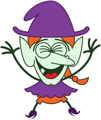 Cool Halloween witch laughing enthusiastically