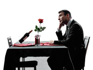 lovers waiting for dinner silhouettes