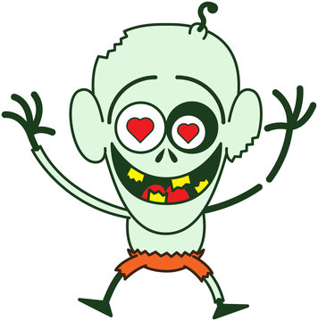 happy zombie with heart eyes clip art preview