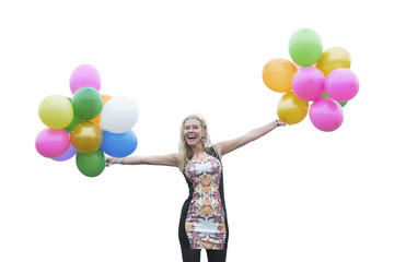 woman with balloons