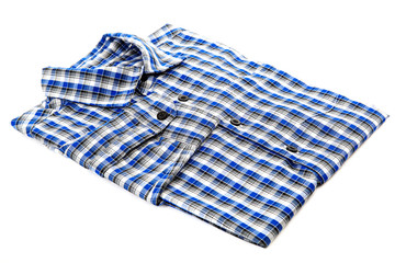 Blue shirt checkered isolated on white background.