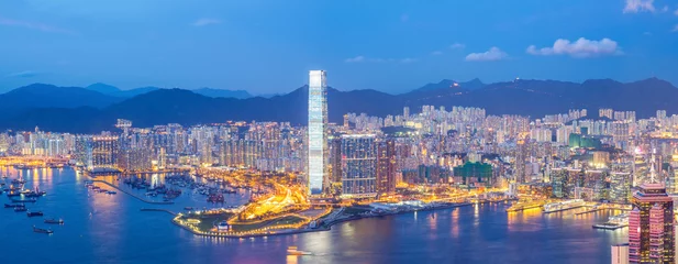 Tuinposter Panorama Hong Kong Skyline © vichie81