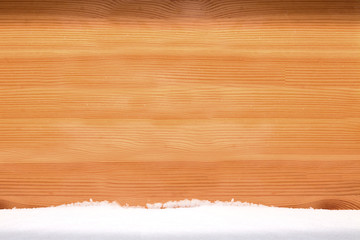 Wood background and snow. 