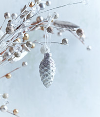 Christmas ornament hanging on a twig