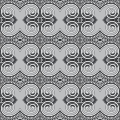 grey geometry vintage floral seamless pattern