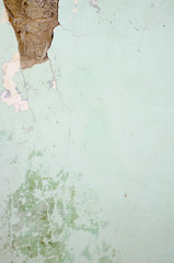 crack in plaster on wall, bricks and mortar behind as structure