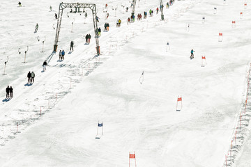 Snowboard and ski park at Kitzsteinhorn ski resort, Austria