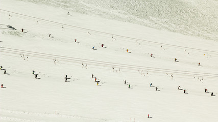 Rope tow systems of Kitzsteinhorn ski region in Austria