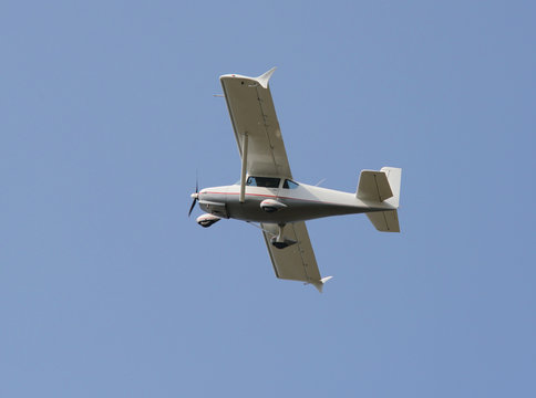 Single-engine airplane in the sky