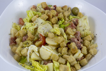 Salad bowl on white background
