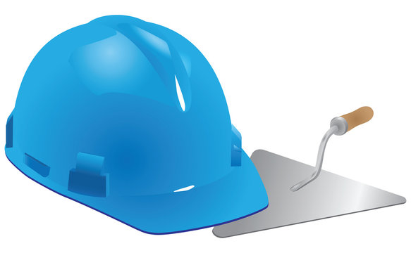 Helmet and trowel mason