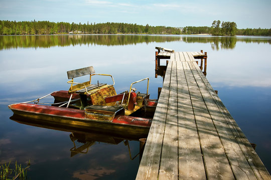 Vintage Pedal Boat On The Lake