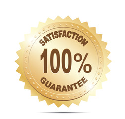 100 percent satisfaction guarantee golden sign