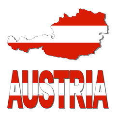 Obraz premium Austria map flag and text illustration