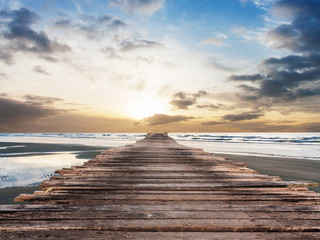 Pier at beach on twilight time