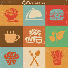 Food and drink icons,retro vector