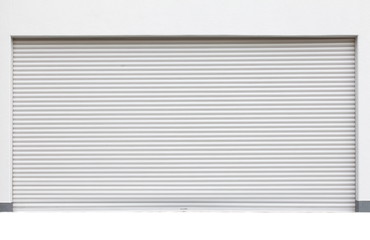 background of white grunge metallic roller shutter door