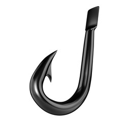 Black fishing hook with flatted eye