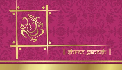 Ganesha, traditional Hindu wedding card, royal Rajasthan, India	