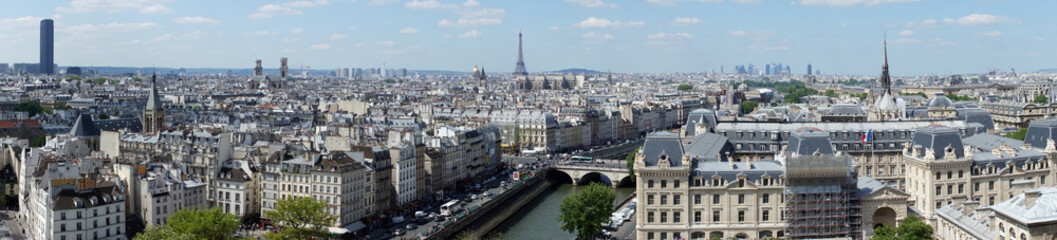 Naklejka premium Panoramiczny widok na Paryż z Wieżą Eiffla