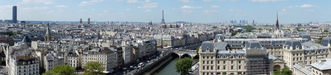 Wandcirkels aluminium Panoramisch uitzicht over Parijs met de Eiffeltoren © dalmore