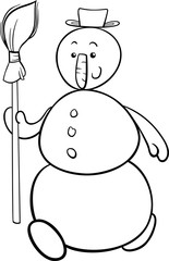 Obraz na płótnie Canvas snowman with besom coloring page