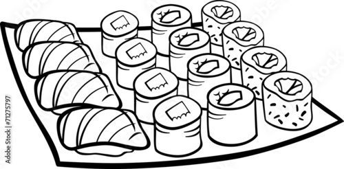 Download "sushi lunch cartoon coloring page" Stock image and ...