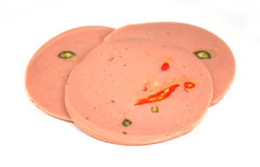 ham with chilli isolated on white background © studio2013