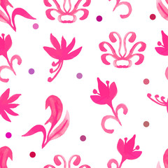 Retro red seamless pattern with trees.Seamless Floral Pattern. W