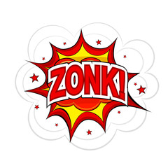 Cartoon ZONK! on a white background. Vector illustration.