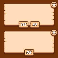 Game wooden menu interface panels buttons