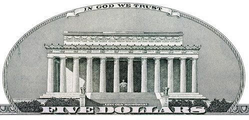 Lincoln Memorial of five dollars