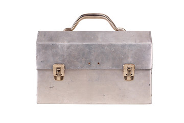Old lunchbox isolated on white