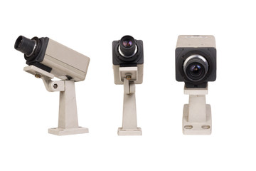 CCTV security camera on white background