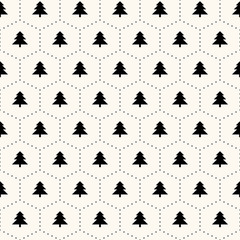 Vector seamless retro pattern, christmas trees