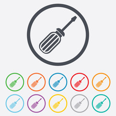 Screwdriver tool sign icon. Fix it symbol.