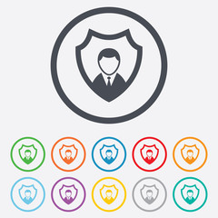 Security agency icon. Shield protection symbol.