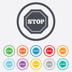 Traffic stop sign icon. Caution symbol.