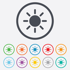 Fototapeta premium Sun sign icon. Solarium symbol. Heat button.