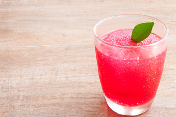 Watermelon cocktail on table, close-up
