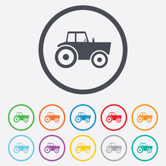Tractor sign icon. Agricultural industry symbol.