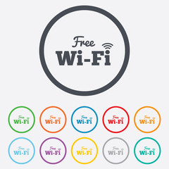 Free wifi sign. Wifi symbol. Wireless Network.