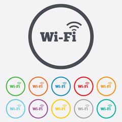 Free wifi sign. Wifi symbol. Wireless Network.