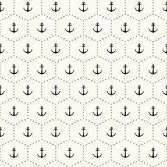 Vector seamless retro pattern with anchors