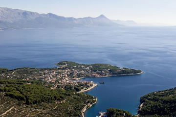 Fototapeta na wymiar Aerial view of village Sumartin, Brac island in Croatia