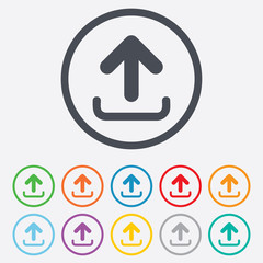 Upload sign icon. Upload button.