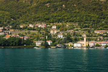Fototapeta premium Villa's and nice houses in Laglio along the shore of Lake Como