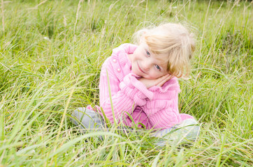 Fototapeta premium blond girl on meadow